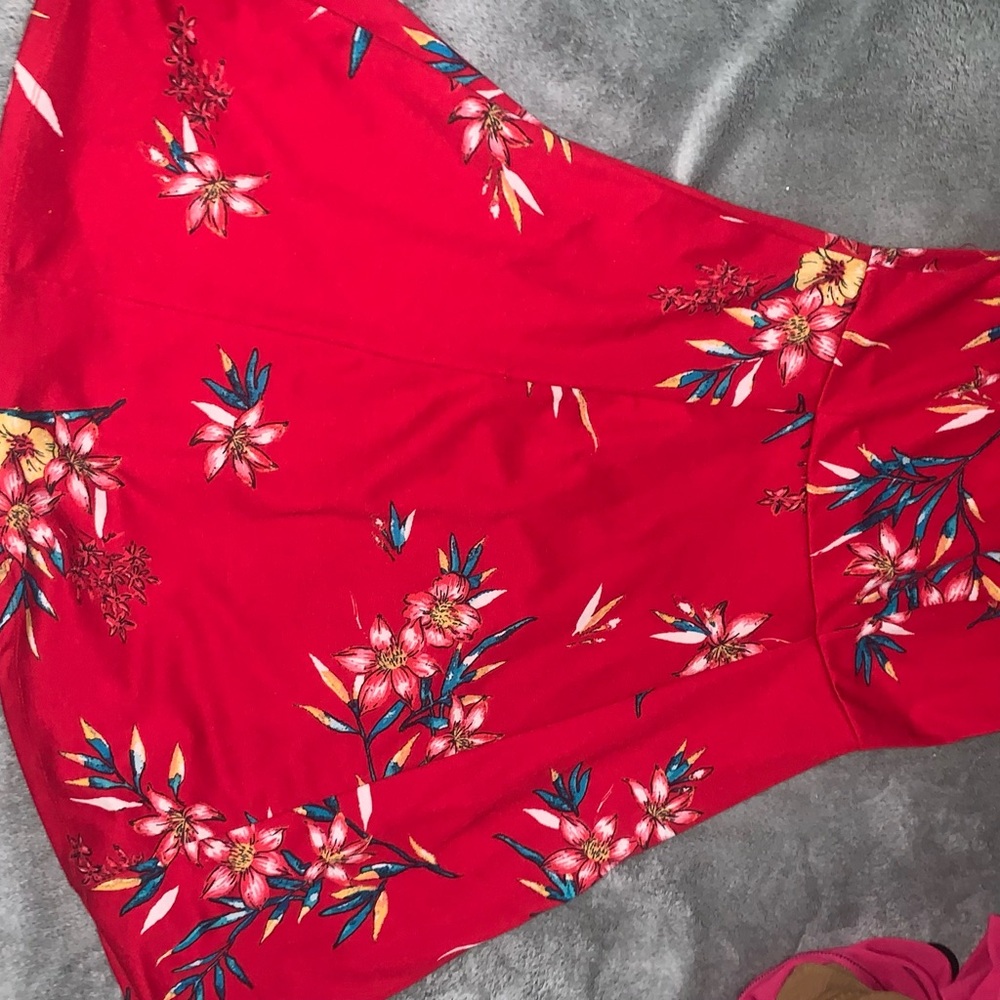 Floral Red Midi Dress